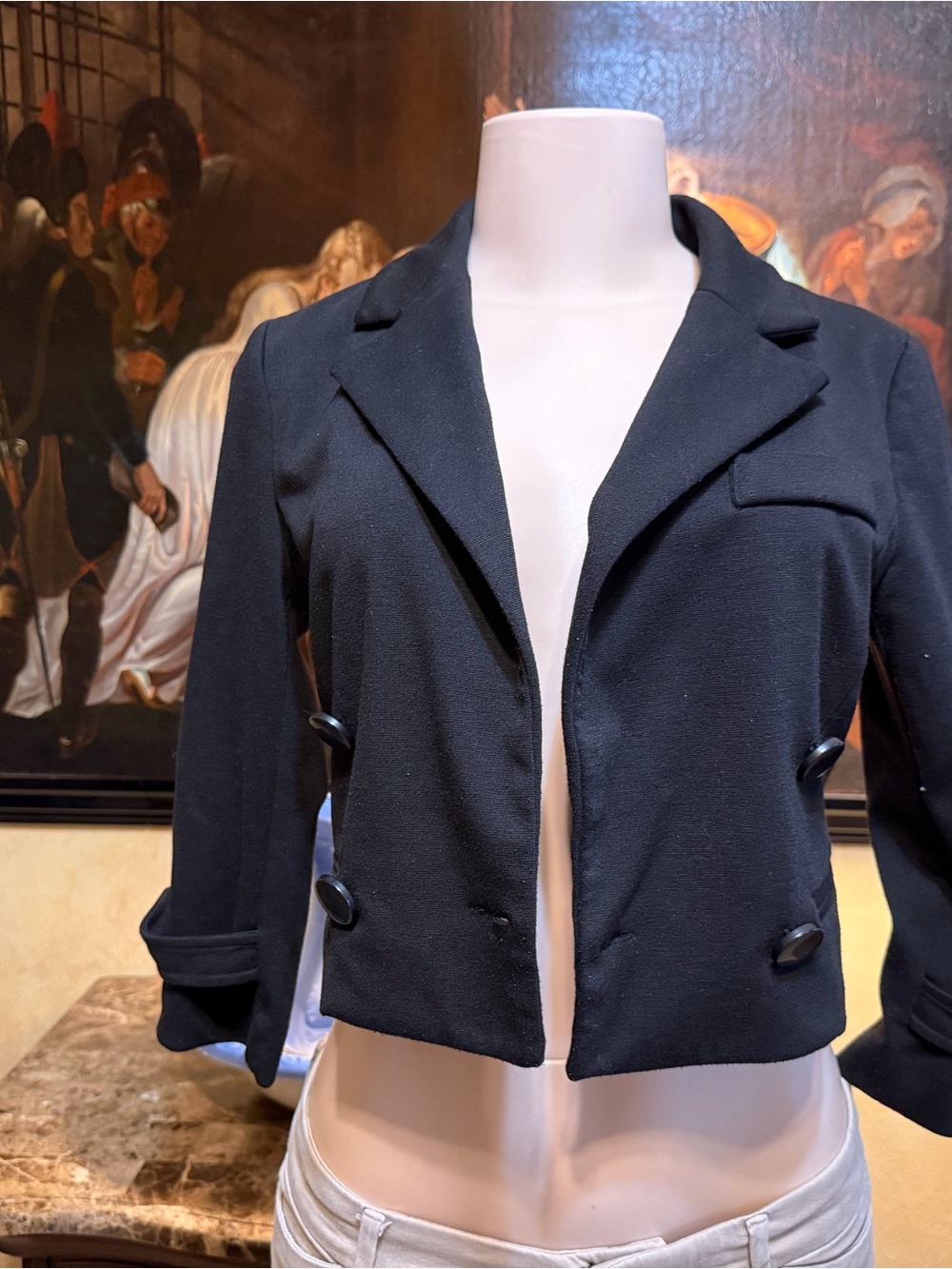 Y2K Forever 21 Black Cropped Blazer with Side Button Accents